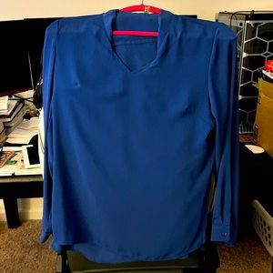 Long Sleeve Formal Blue Top